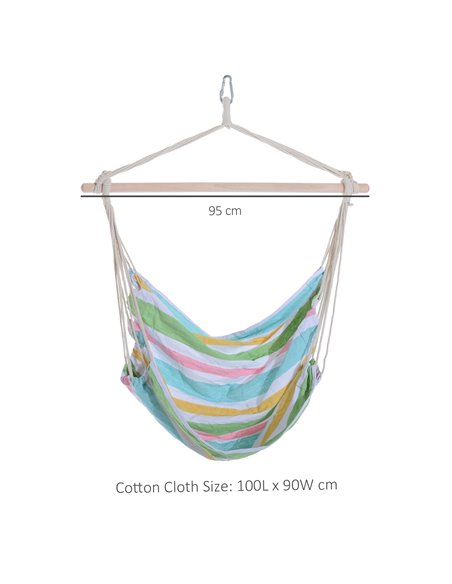 Outsunny Outdoor Hammock Hanging Rope Chair Garden Yard Patio Swing Seat Wooden w/High Quality Cotton Cloth and Ropes (Green) 84 - pic 58176 | FastDaddyshop