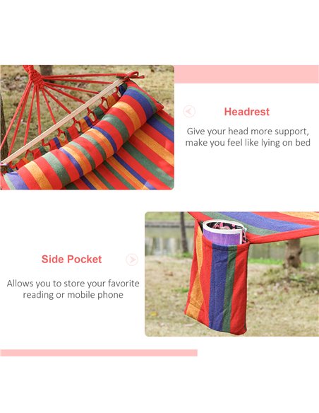 Outsunny Portable Cotton Hammock Swing with Headrest & Side Pocket, Deluxe Soft Sleeping Chair for Beach, Yard, Bedroom, Patio,  - pic 58189 | FastDaddyshop