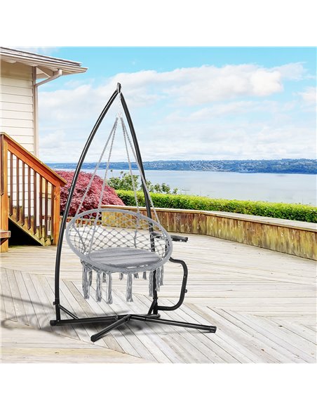 Outsunny Hammock Chair Stand Only Construction Heavy Duty Metal C-Stand for Hanging Hammock Chair Porch Swing Indoor or Outdoor  - pic 58193 | FastDaddyshop