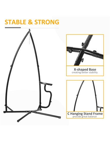 Outsunny Hammock Chair Stand Only Construction Heavy Duty Metal C-Stand for Hanging Hammock Chair Porch Swing Indoor or Outdoor 