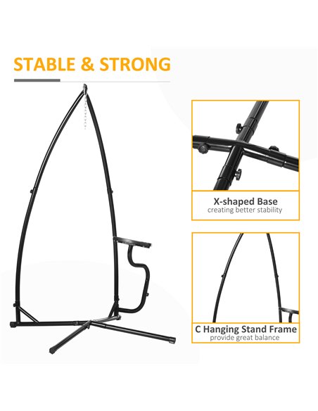 Outsunny Hammock Chair Stand Only Construction Heavy Duty Metal C-Stand for Hanging Hammock Chair Porch Swing Indoor or Outdoor  - pic 58195 | FastDaddyshop