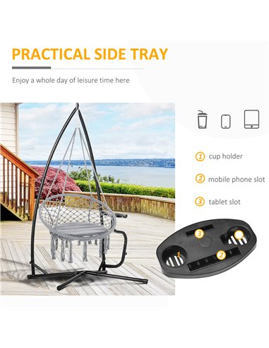 Outsunny Hammock Chair Stand Only Construction Heavy Duty Metal C-Stand for Hanging Hammock Chair Porch Swing Indoor or Outdoor 