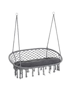 Outsunny Hanging Hammock Chair Cotton Rope Porch Swing, Dark Grey 84A-195V70