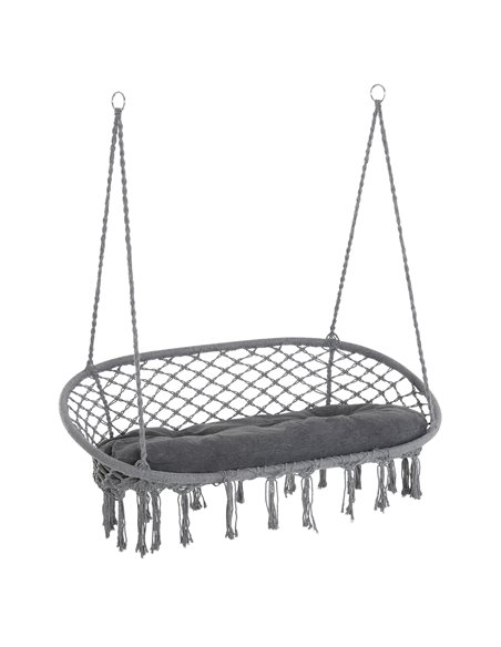Outsunny Hanging Hammock Chair Cotton Rope Porch Swing, Dark Grey 84A-195V70 - pic 58201 | FastDaddyshop