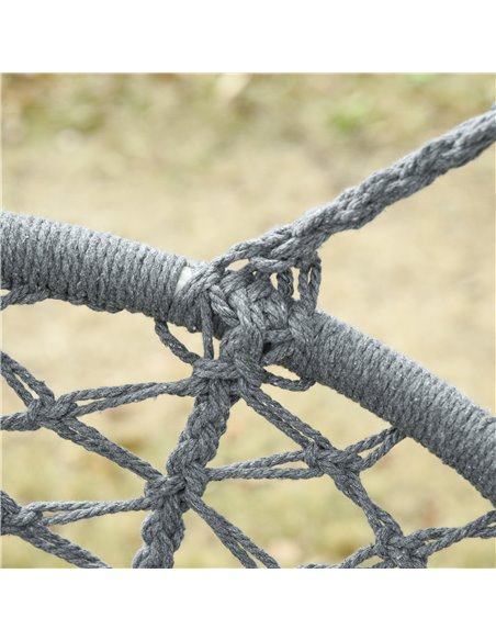 Outsunny Hanging Hammock Chair Cotton Rope Porch Swing with Metal Frame and Cushion, Large Macrame Seat for Garden, Bedroom, Liv - pic 58207 | FastDaddyshop