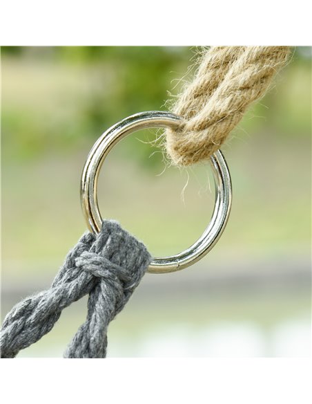 Outsunny Hanging Hammock Chair Cotton Rope Porch Swing with Metal Frame and Cushion, Large Macrame Seat for Garden, Bedroom, Liv - pic 58208 | FastDaddyshop