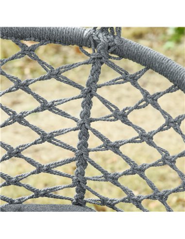 Outsunny Hanging Hammock Chair Cotton Rope Porch Swing with Metal Frame and Cushion, Large Macrame Seat for Garden, Bedroom, Liv