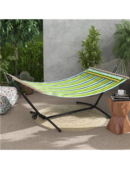 Outsunny Portable Hammock Stand, 9.5ft Adjustable Hammock Net Stand with Wheels & Carry Bag, Suitable for String-style & Brazili - pic 58211 | FastDaddyshop