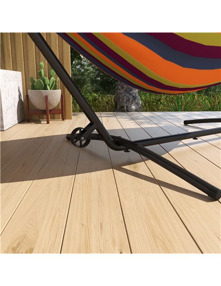 Outsunny Portable Hammock Stand, 9.5ft Adjustable Hammock Net Stand with Wheels & Carry Bag, Suitable for String-style & Brazili - pic 58216 | FastDaddyshop