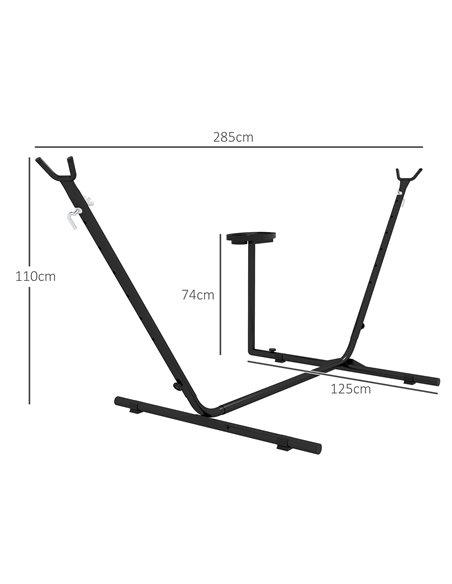 Outsunny 9.4ft Hammock Stand with Side Tray Stand, Steel Frame Hammock Net Stand, for String-style, Brazilian-style, Flat-style, - pic 58221 | FastDaddyshop