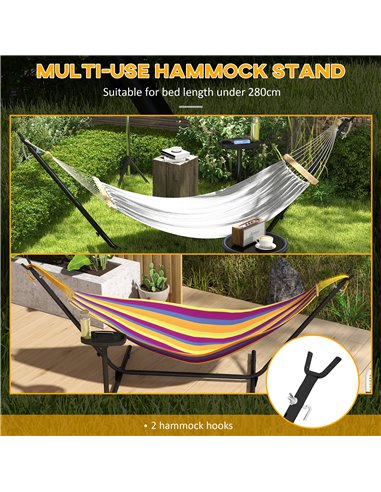 Outsunny 9.4ft Hammock Stand with Side Tray Stand, Steel Frame Hammock Net Stand, for String-style, Brazilian-style, Flat-style,