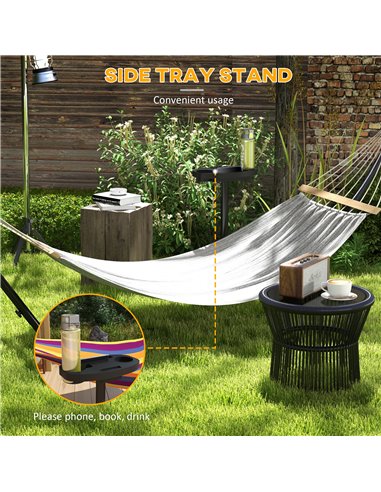 Outsunny 9.4ft Hammock Stand with Side Tray Stand, Steel Frame Hammock Net Stand, for String-style, Brazilian-style, Flat-style,