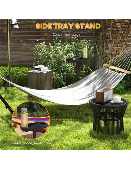 Outsunny 9.4ft Hammock Stand with Side Tray Stand, Steel Frame Hammock Net Stand, for String-style, Brazilian-style, Flat-style, - pic 58224 | FastDaddyshop