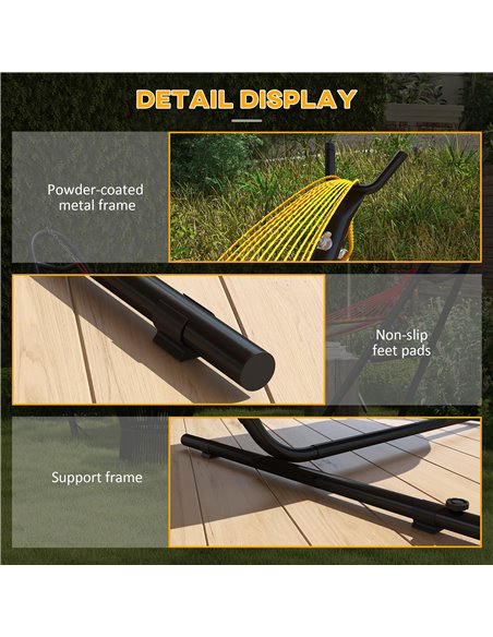Outsunny 9.4ft Hammock Stand with Side Tray Stand, Steel Frame Hammock Net Stand, for String-style, Brazilian-style, Flat-style, - pic 58225 | FastDaddyshop