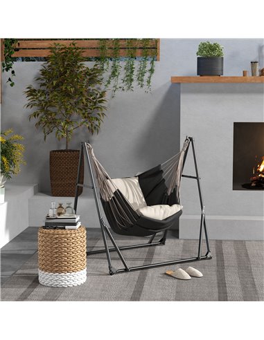 Outsunny Foldable Hammock Stand, Portable Hammock with Metal Frame, 2 in 1 Hammock Net Stand, Hammock Chair Stand, Load Capacity