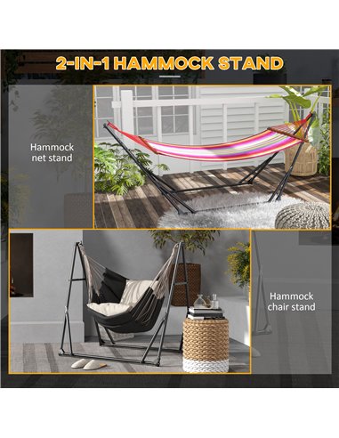 Outsunny Foldable Hammock Stand, Portable Hammock with Metal Frame, 2 in 1 Hammock Net Stand, Hammock Chair Stand, Load Capacity