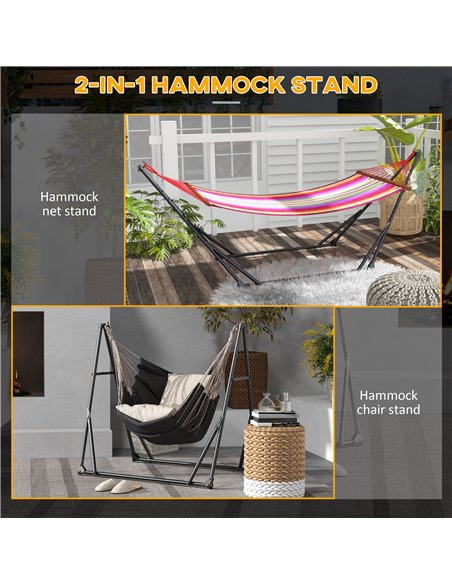 Outsunny Foldable Hammock Stand, Portable Hammock with Metal Frame, 2 in 1 Hammock Net Stand, Hammock Chair Stand, Load Capacity - pic 58231 | FastDaddyshop