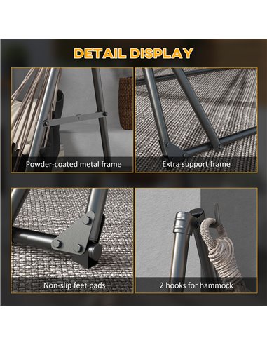 Outsunny Foldable Hammock Stand, Portable Hammock with Metal Frame, 2 in 1 Hammock Net Stand, Hammock Chair Stand, Load Capacity