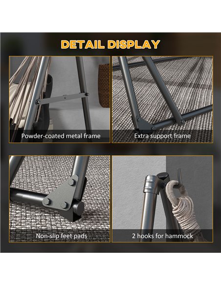 Outsunny Foldable Hammock Stand, Portable Hammock with Metal Frame, 2 in 1 Hammock Net Stand, Hammock Chair Stand, Load Capacity - pic 58233 | FastDaddyshop