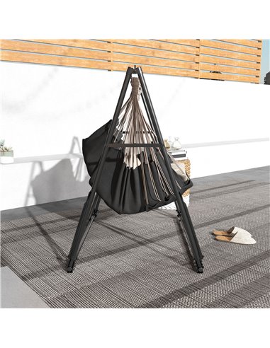 Outsunny Foldable Hammock Stand, Portable Hammock with Metal Frame, 2 in 1 Hammock Net Stand, Hammock Chair Stand, Load Capacity