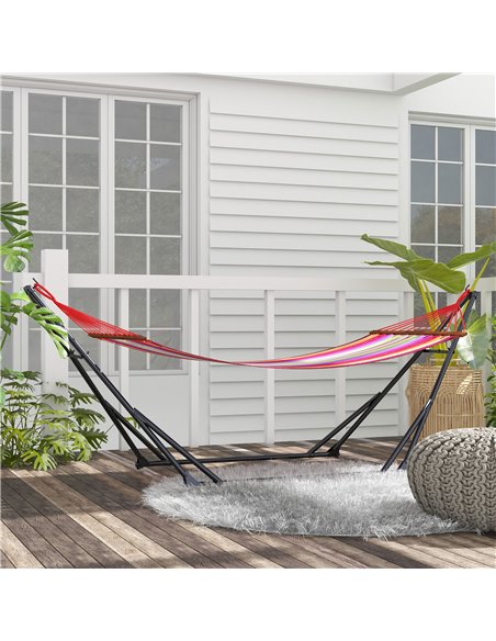 Outsunny Foldable Hammock Stand, Portable Hammock with Metal Frame, 2 in 1 Hammock Net Stand, Hammock Chair Stand, Load Capacity - pic 58235 | FastDaddyshop