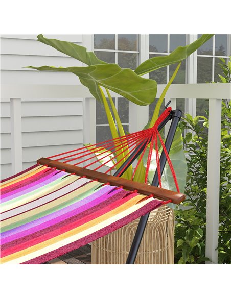 Outsunny Foldable Hammock Stand, Portable Hammock with Metal Frame, 2 in 1 Hammock Net Stand, Hammock Chair Stand, Load Capacity - pic 58236 | FastDaddyshop