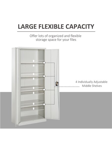 Vinsetto Cool Rolled Steel Tall Office Lockable Filing Cabinet 2 Doors 4 Internal Adjustable Shelves Bookcase Cabinet Storage Un - pic 58241 | FastDaddyshop