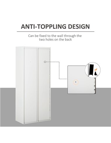 Vinsetto Cool Rolled Steel Tall Office Lockable Filing Cabinet 2 Doors 4 Internal Adjustable Shelves Bookcase Cabinet Storage Un