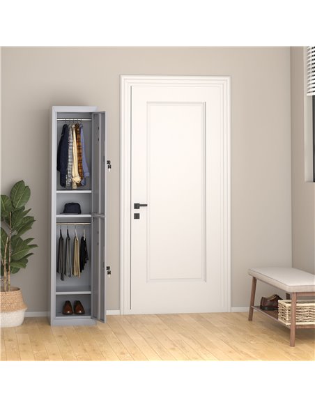 Vinsetto Vertical Locker Cabinet, Cold Rolled Steel Storage with Shelves, Office Cupboard, Grey, 38 x 46 x 180 cm 913-008GY - pic 58247 | FastDaddyshop