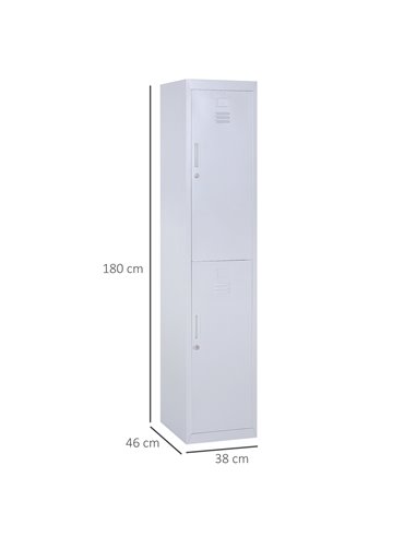 Vinsetto Vertical Locker Cabinet, Cold Rolled Steel Storage with Shelves, Office Cupboard, Grey, 38 x 46 x 180 cm 913-008GY