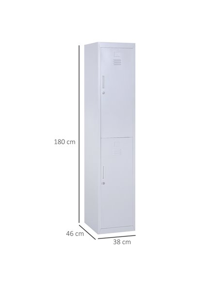 Vinsetto Vertical Locker Cabinet, Cold Rolled Steel Storage with Shelves, Office Cupboard, Grey, 38 x 46 x 180 cm 913-008GY - pic 58248 | FastDaddyshop
