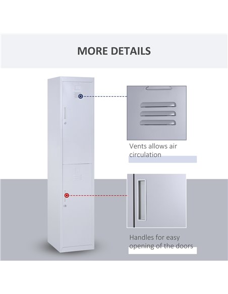 Vinsetto Vertical Locker Cabinet, Cold Rolled Steel Storage with Shelves, Office Cupboard, Grey, 38 x 46 x 180 cm 913-008GY - pic 58251 | FastDaddyshop
