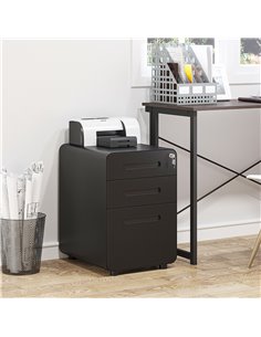 Vinsetto Fully Assembled 3-Drawer Mobile File Cabinet, Black 924-007BK 2