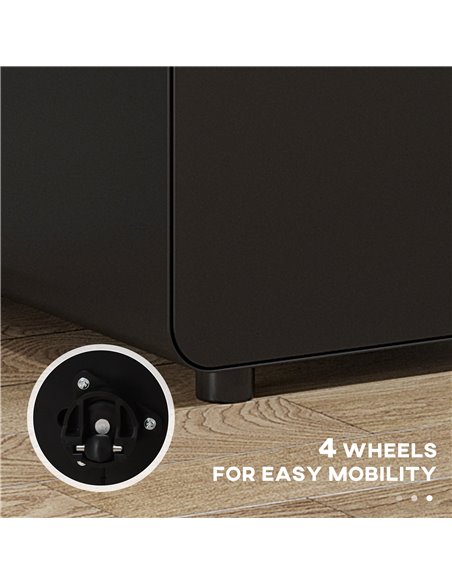 Vinsetto Fully Assembled 3-Drawer Mobile File Cabinet Lockable All-Metal Rolling Vertical File Cabinet Black 924-007BK - pic 58259 | FastDaddyshop