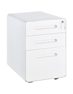 Vinsetto Fully Assembled 3-Drawer Mobile File Cabinet, White 924-007WT