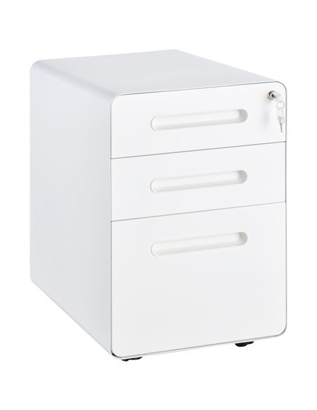 Vinsetto Fully Assembled 3-Drawer Mobile File Cabinet, White 924-007WT - pic 58264 | FastDaddyshop