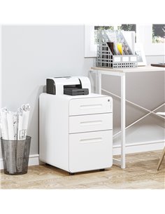 Vinsetto Fully Assembled 3-Drawer Mobile File Cabinet, White 924-007WT 2