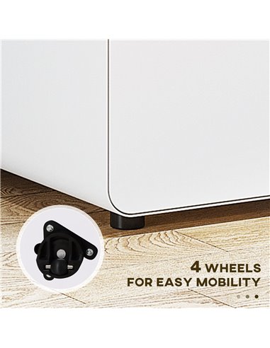Vinsetto Fully Assembled 3-Drawer Mobile File Cabinet Lockable All-Metal Rolling Vertical File Cabinet White 924-007WT