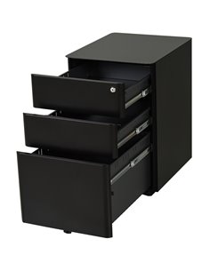 Vinsetto File Cabinet, 3-Drawer Lockable with Wheels, Black 924-006BK