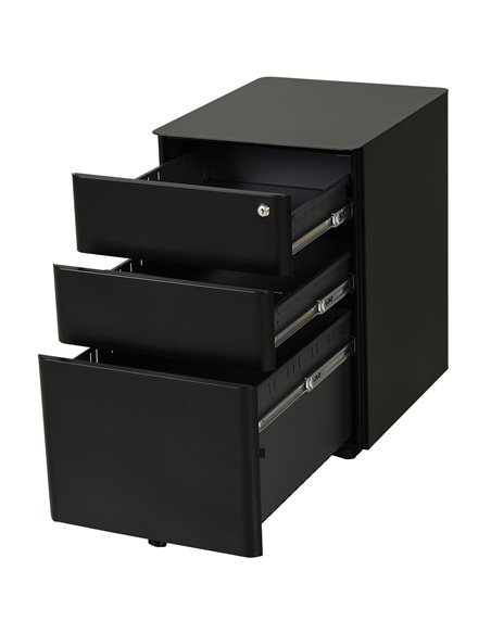 Vinsetto File Cabinet, 3-Drawer Lockable with Wheels, Black 924-006BK - pic 58273 | FastDaddyshop