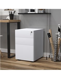 Vinsetto Fully Assembled 3 Drawer Steel Metal Filing Cabinet, White 924-006WT 2