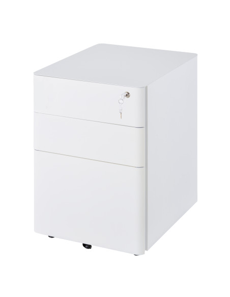 Vinsetto Fully Assembled 3 Drawer Steel Metal Filing Cabinet, White 924-006WT - pic 58283 | FastDaddyshop