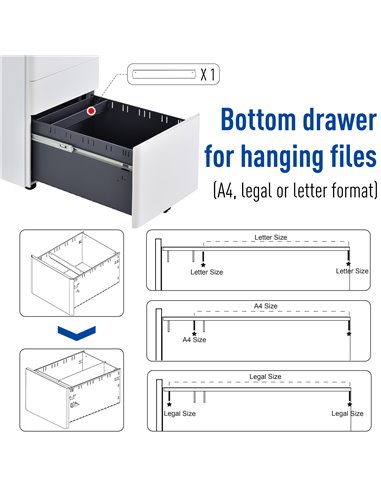 Vinsetto Fully Assembled 3 Drawer Steel Metal Filing Cabinet Lockable Rolling Vertical File Cabinet White 924-006WT