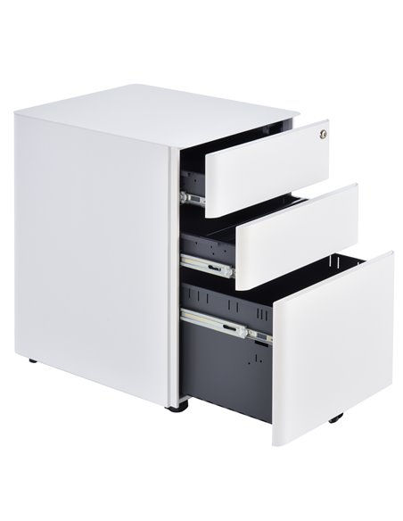 Vinsetto Fully Assembled 3 Drawer Steel Metal Filing Cabinet Lockable Rolling Vertical File Cabinet White 924-006WT - pic 58289 | FastDaddyshop