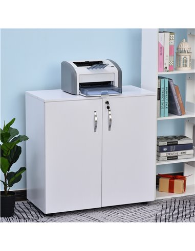 Vinsetto 2-Tier Locking Office Storage Cabinet File Organisation w/ Feet Melamine Coating Aluminium Handles 2 Keys Stylish White