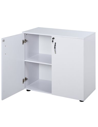 Vinsetto 2-Tier Locking Office Storage Cabinet File Organisation w/ Feet Melamine Coating Aluminium Handles 2 Keys Stylish White
