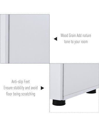 Vinsetto 2-Tier Locking Office Storage Cabinet File Organisation w/ Feet Melamine Coating Aluminium Handles 2 Keys Stylish White