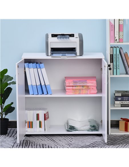 Vinsetto 2-Tier Locking Office Storage Cabinet File Organisation w/ Feet Melamine Coating Aluminium Handles 2 Keys Stylish White - pic 58299 | FastDaddyshop