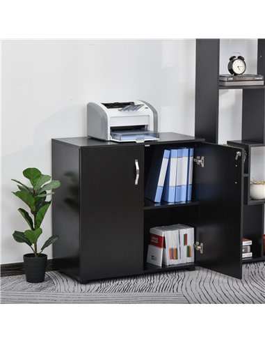 Vinsetto 2-Tier Locking Office Storage Cabinet File Organisation w/ Feet Melamine Coating Aluminium Handles 2 Keys Stylish Black