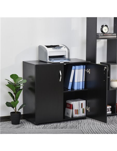 Vinsetto 2-Tier Locking Office Storage Cabinet File Organisation w/ Feet Melamine Coating Aluminium Handles 2 Keys Stylish Black - pic 58303 | FastDaddyshop